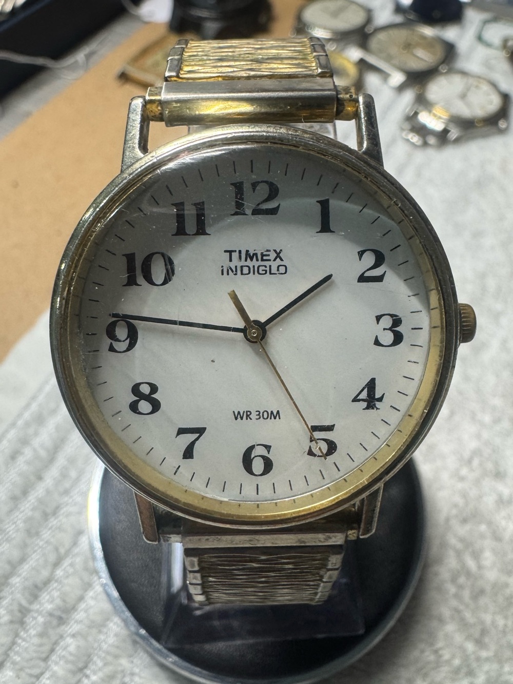 Timex Indiglo Gold-Tone Case with White Dial Men's Watch